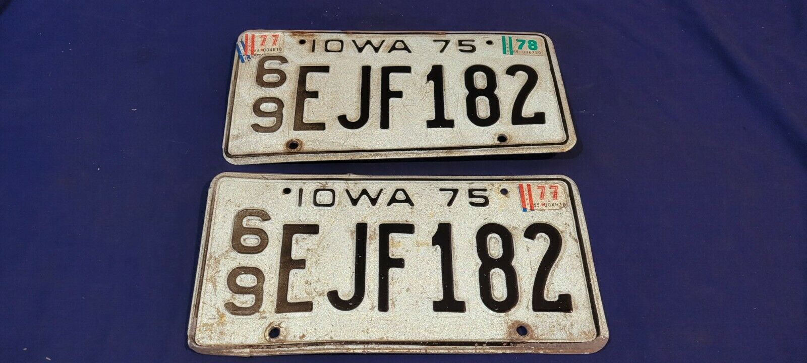 1975 Iowa License Plate Pair County 69  #ejf182 Shipping Included