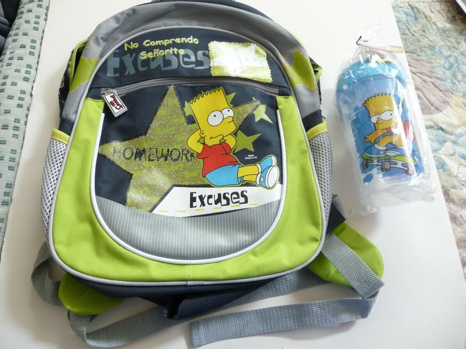 Simpson Bart Backpack With Water Bottle (new)