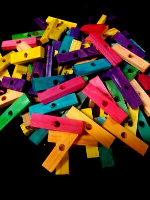 50 Wood Blocks 2" Colored Wooden Parrot Bird Toy Parts W/ 1/4" Hole