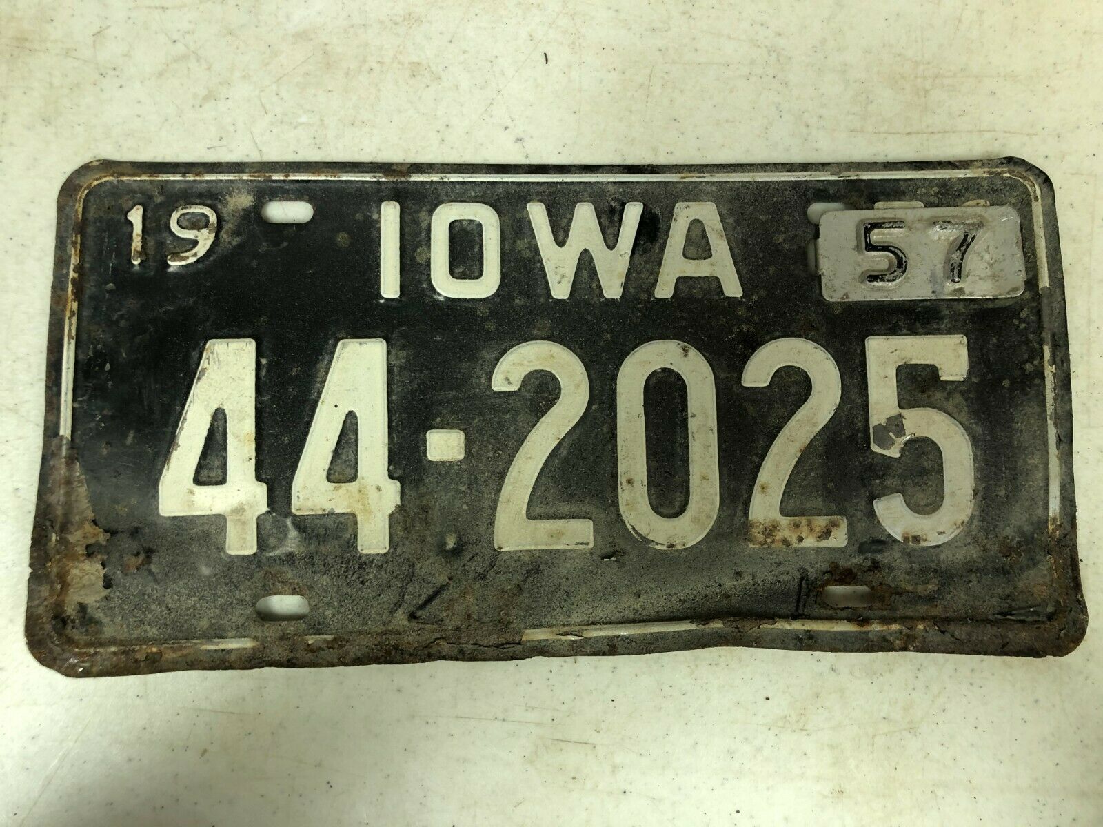 1956 (57 Tab) Iowa Henry County License Plate 44-2025
