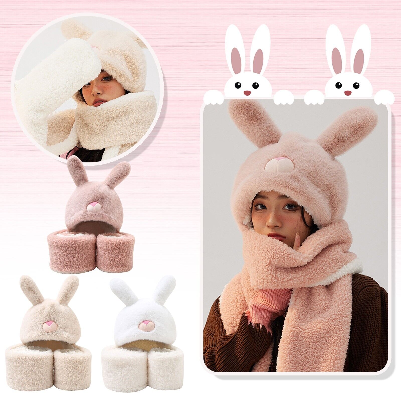 Ear Warmer Headband Cute Cartoon Rabbit Ear Protector Withthree Functions Of Hat