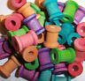 40 Bird Toy Parts  5/8" Colored Wood Spools Small Parrot Parts Craft W/ Hole