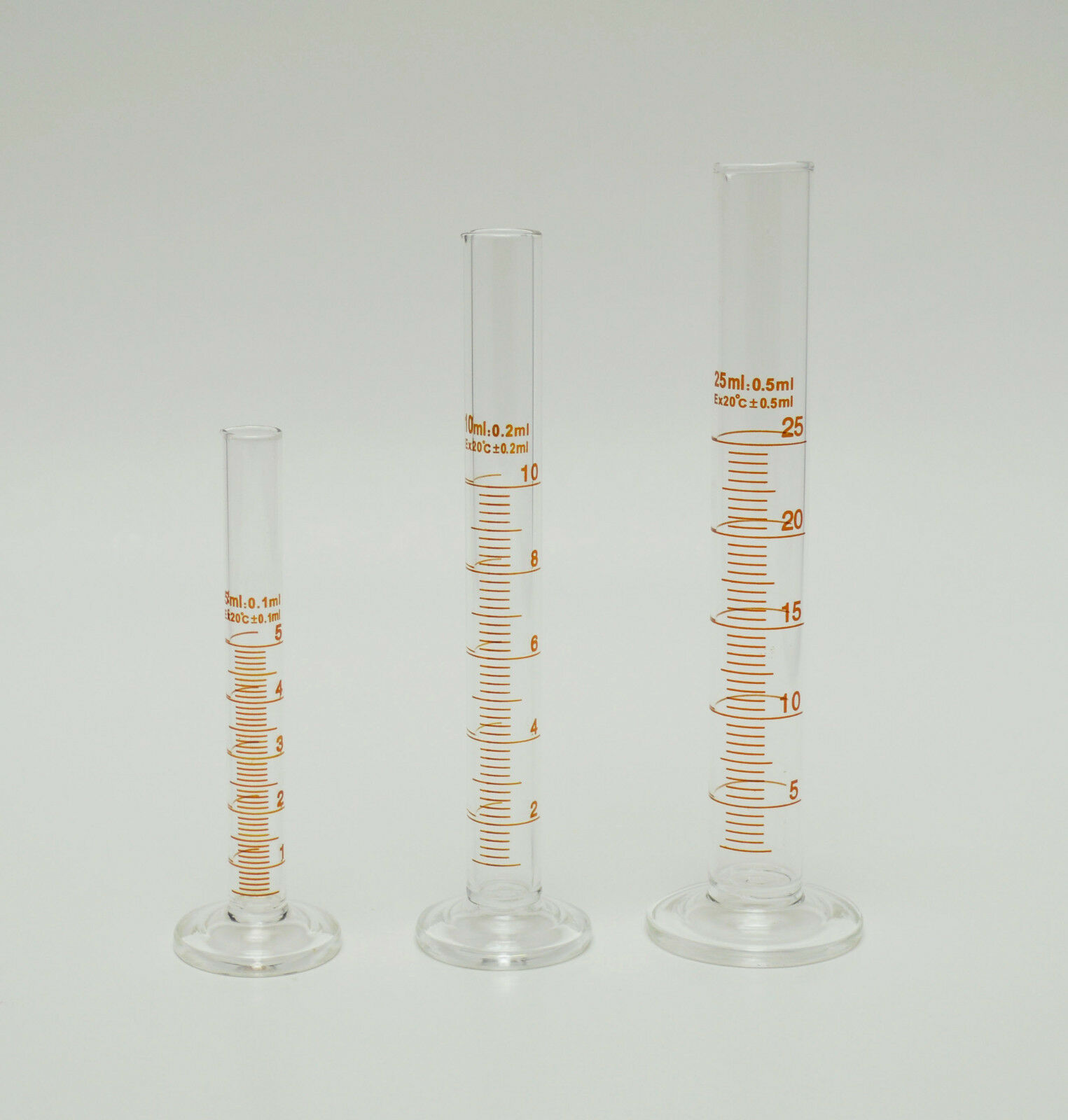 Cylinder Set Graduated 5 10 25 Ml Borosilicate Glass Lab New Cylinders