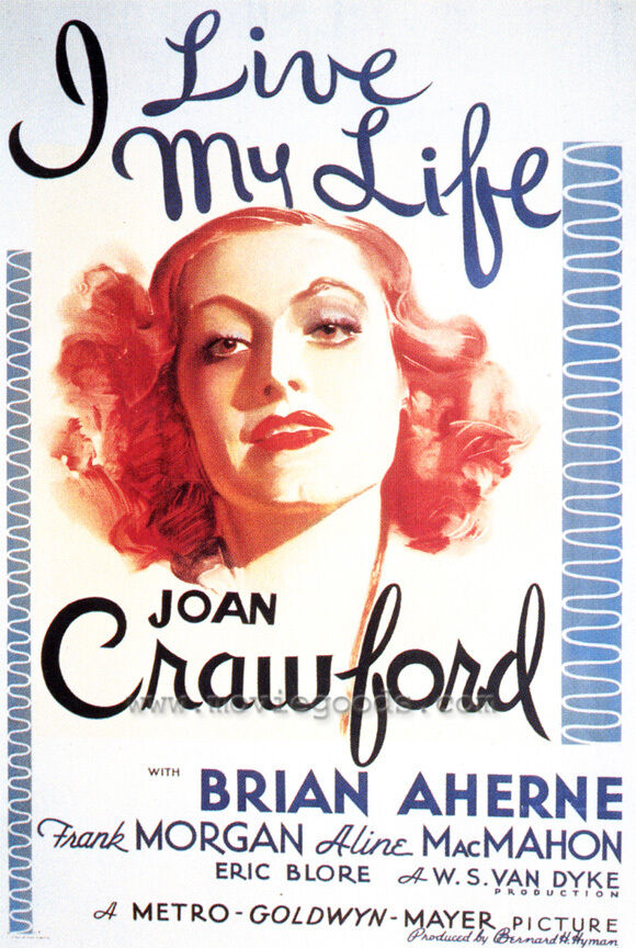 I Live My Life Movie Poster 27x40 B Joan Crawford Brian Aherne Frank Morgan