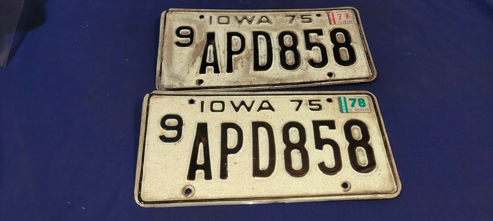 1975 Iowa License Plate Pair County 9  #apd858 Shipping Included
