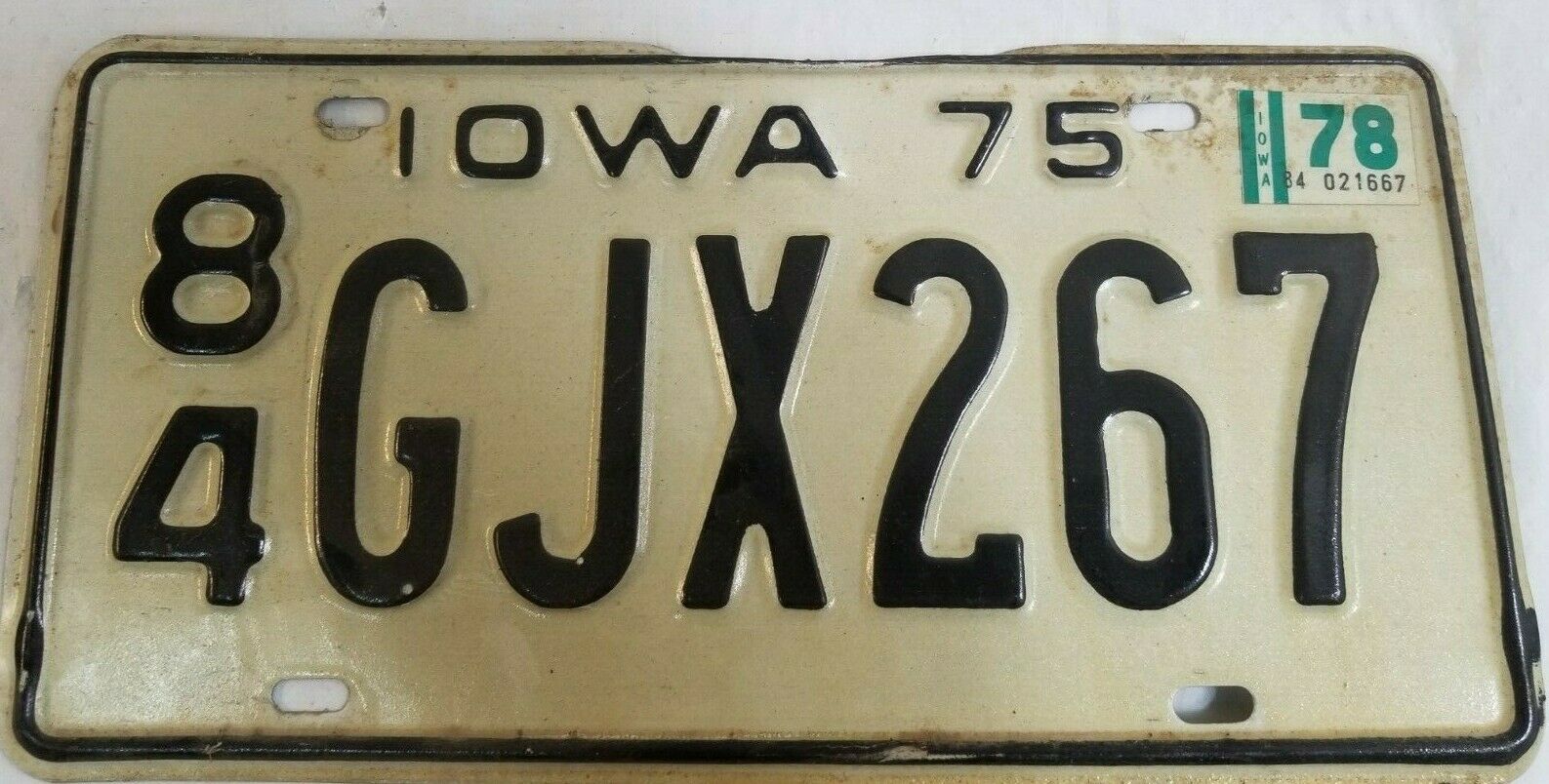 1975 Iowa License Plate 84 Gjx267 Original Paint