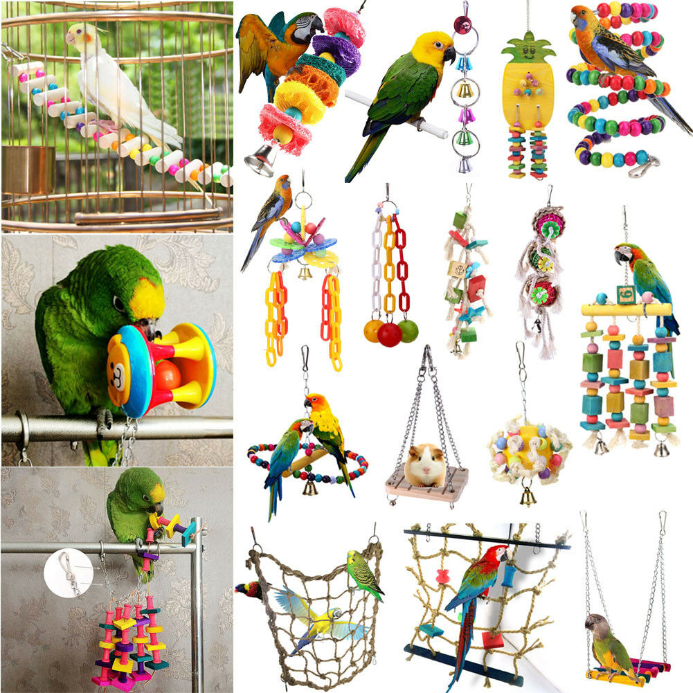 Pet Bird Swing Parrot Parakeet Budgie Cockatiel Cage Hammock Hanging Funny Toy