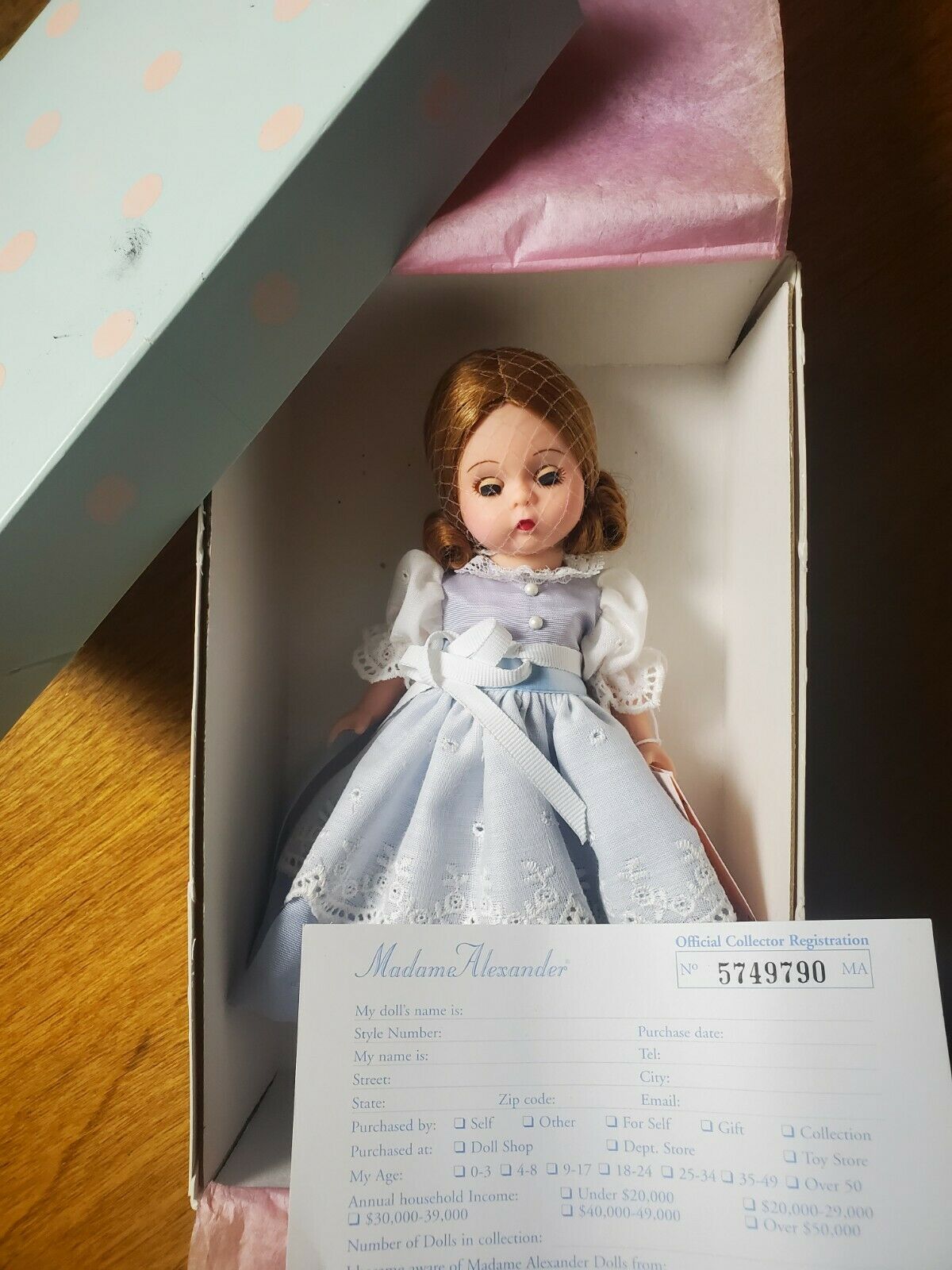 Madame Alexander Doll 8 Inch Vintage 2001  Blue Taffy Pastel Original Box Tag