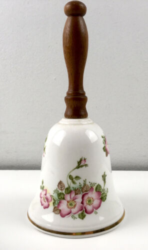 Royal Grafton Wild Rose Jacbean 7.5” China Bell Vintage Wooden Handle Charming