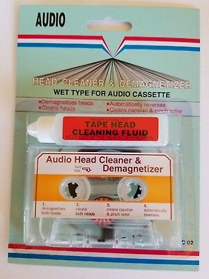 Cassette Tape Head Cleaner + Demagnetizer For Most Audio Cassette Deck Player