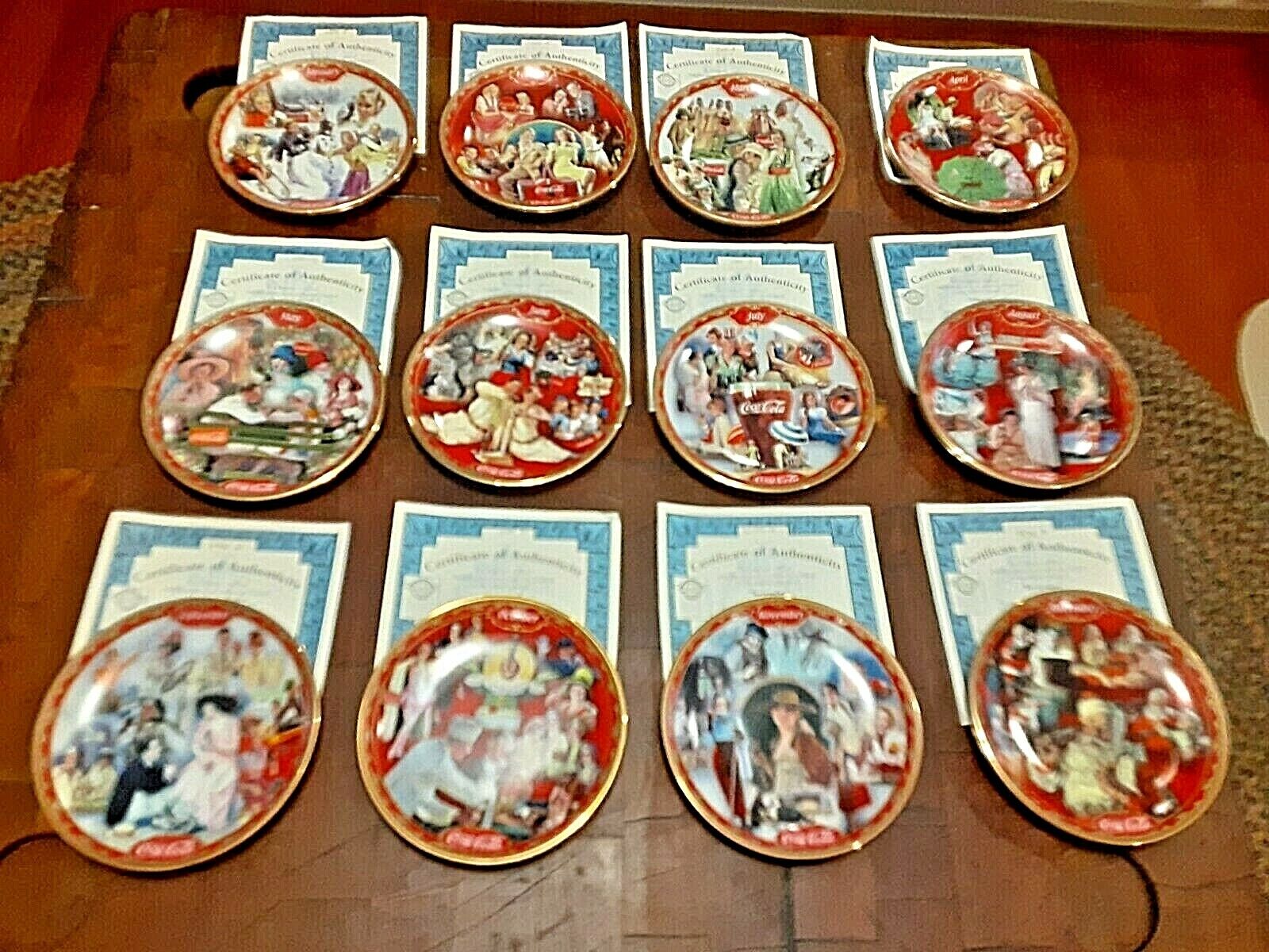 Coca Cola Perpetual Plate Calendar 12 & Box For Storage All Coa Numbered Beauty!