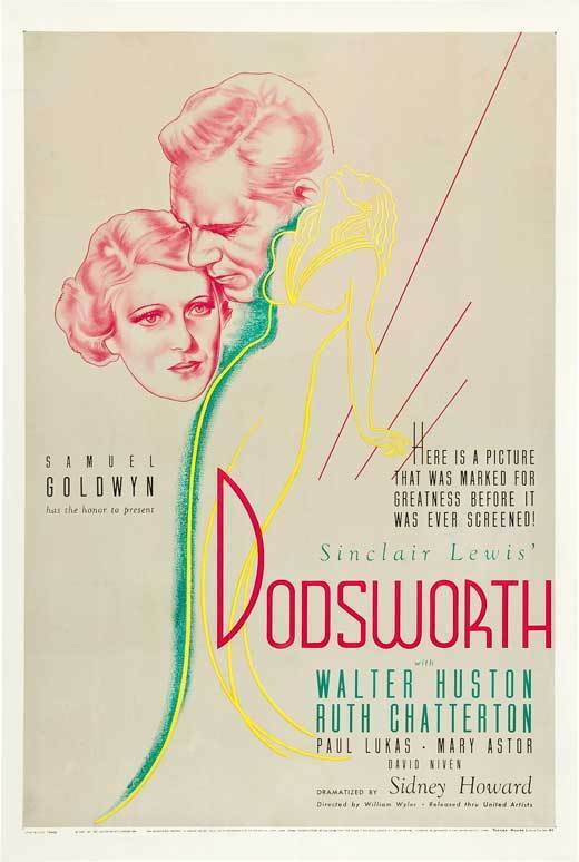 Dodsworth Movie Poster 27x40 C Walter Huston Ruth Chatterton Mary Astor David