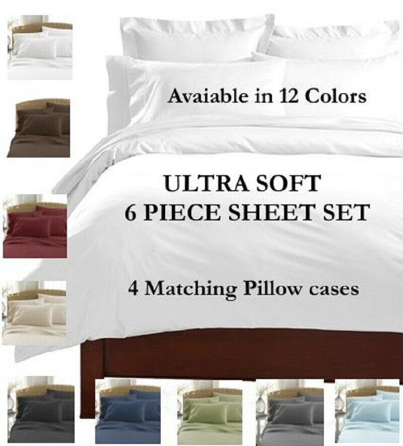 2100 Count 6 Piece Bed Sheet Set Deep Pocket Sheets Softer Than Egyptian Cotton
