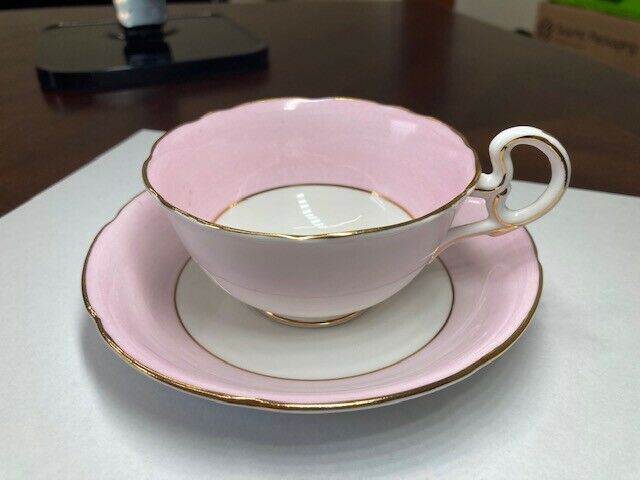 Rare Pink/ Gold Royal Grafton Fine Bone China Footed Tea Cup, Saucer England(00)