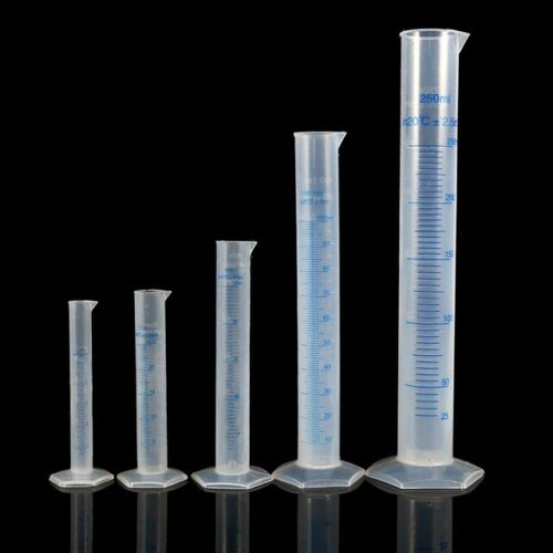 Plastic Measuring Cylinder Laboratory Test Graduated Liquid Trial Jar Tube Spout