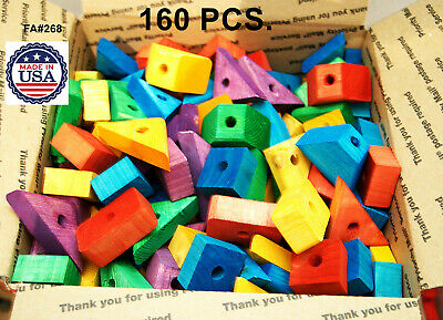 Bird Toy Parts Wooden Blocks Colored Wood For Parrot Macaw African Grey Amazon