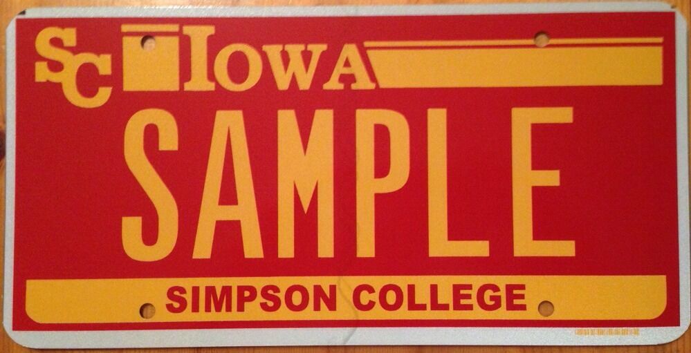 Iowa Simpson College License Plate Indianola The Storm Ncaa Ankeny Simpsonian Sc