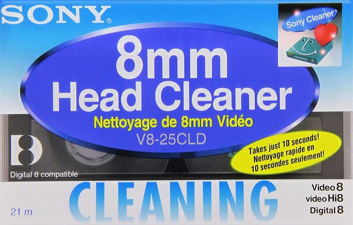 Sony V8-25cld 8mm Video Head Cleaning Cassette For Video 8, Video Hi8, Digital 8